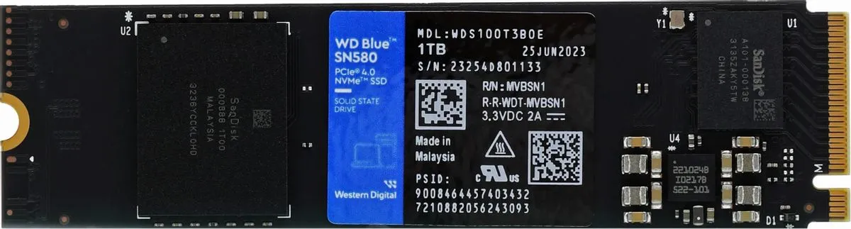 Твердотельный накопитель Western Digital 1000 Gb SN580 Blue WDS100T3B0E купить по выгодной цене! 