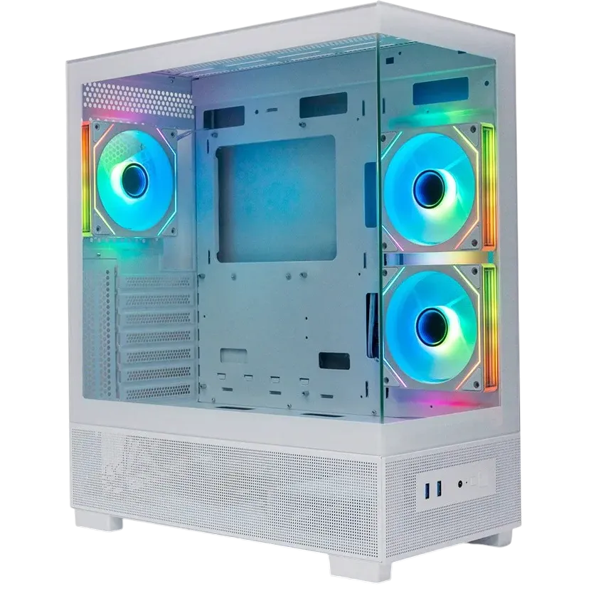 XASTRA Корпус Q500 3ARGB-C10 White ATX/Aquarium/Screewless/ 3x120mm ARGB PWM FM fans/Argb+PWM HUB 10port/ Q500-3FM12A-C10-WH