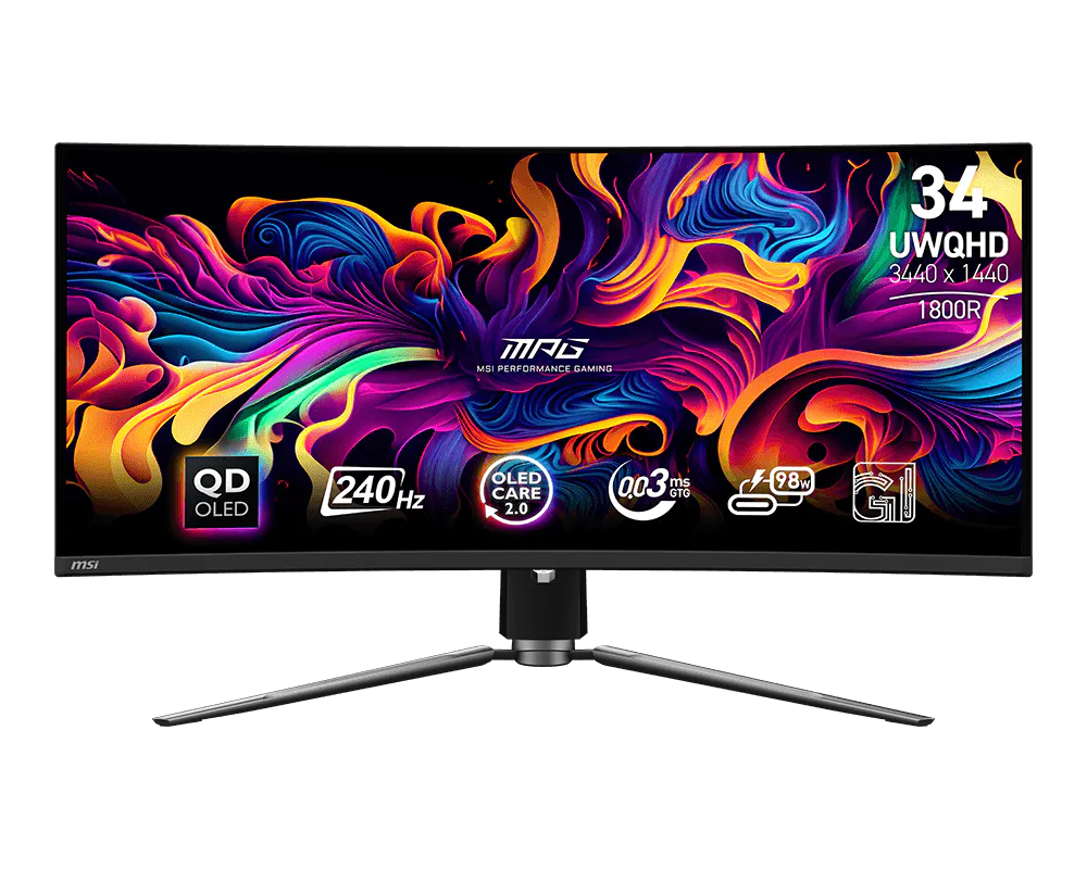 Монитор MSI MPG 341CQPX, 34" 3440x1440, QD OLED, 240Гц, 2хHDMI, 1хDP, изогнутый, черный (9s6-3dd04t-036)