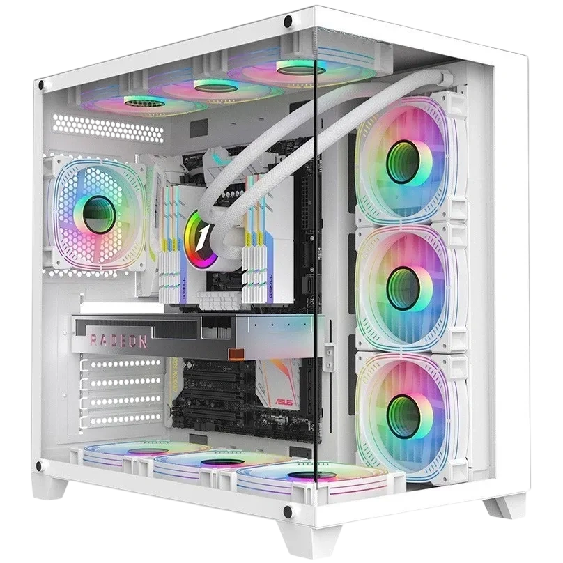 Корпус для ПК 1STPLAYER - MEGAVIEW MV8-TP, 1х2.5", 2х3.5", 1xUSB2.0, 2xUSB3.0, Midi Tower, без БП, цвет белый, MV8-TP-WH