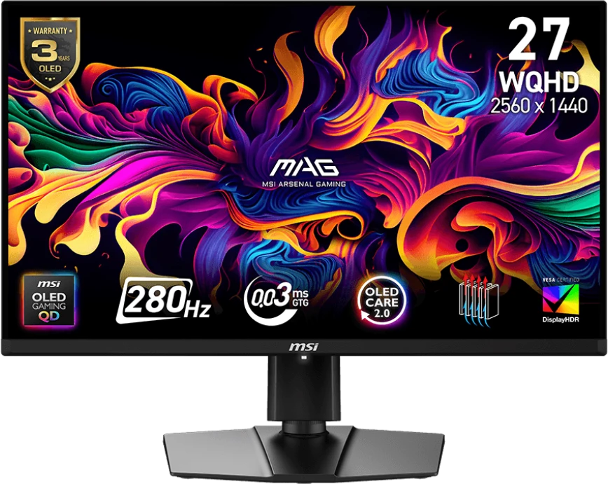 Монитор MSI MAG 271QP QD-OLED X28 черный 26.5", 2560x1440 280 Гц, QD-OLED