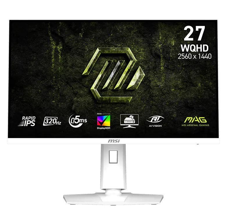 Монитор MSI Mag 274QRFW X32, 27" 2560x1440, IPS, 320Гц, 2хHDMI, 1хDP, Белый, Регулировка по высоте (9s6-3ce49h-031)