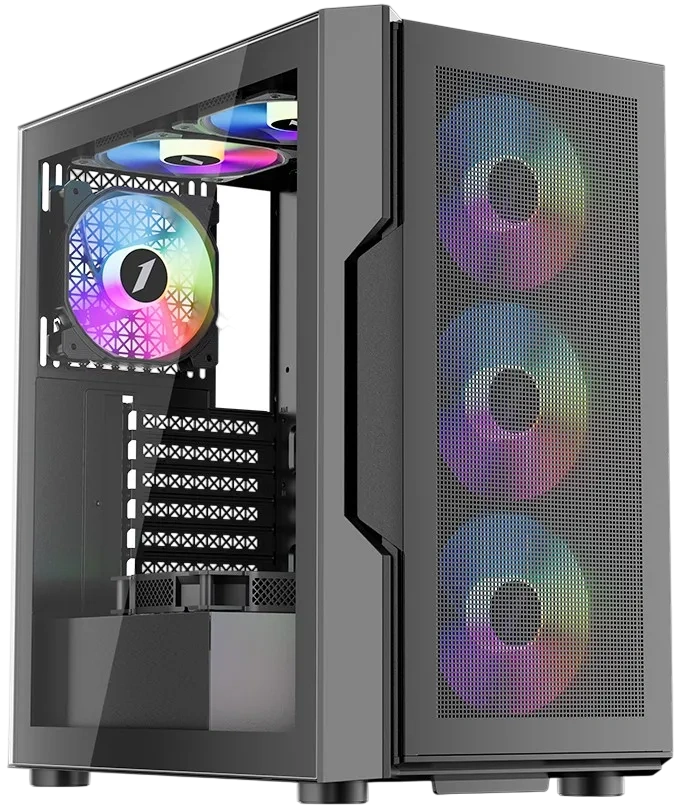 Компьютерный корпус 1STPLAYER TRILOBITE T7-P RGB Black (T7-P-BK-4F1)