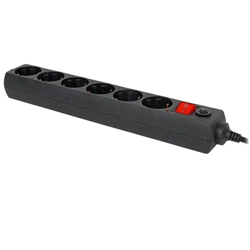 Фото - Сетевой фильтр 6 розеток/макс. нагрузка 3500 Вт/ макс. ток 16 А/выключатель питания/розетки с заземлением/5м/черный