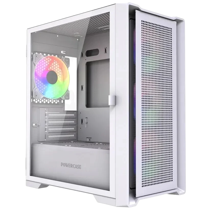 Powercase Alisio Micro X4W V2 LE, Tempered Glass, 4х 120mm ARGB PWM fans, белый, mATX [без встроенного хаба] (CAMCXW-A4-LE)