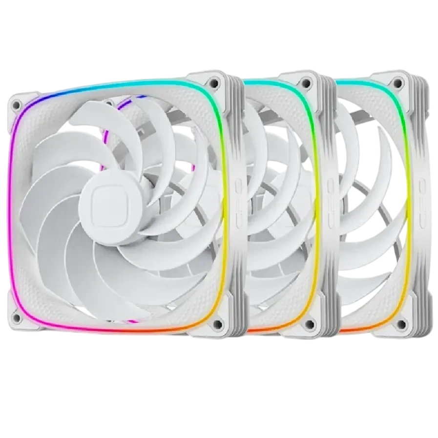 Geometric Future Комплект вентиляторов  Squama 2503RW-14 Reverse White / 140mm, PWM, 2100 RPM, 71.80 CFM, 34.0 dBA, 5V ARGB / 1F2503R314100