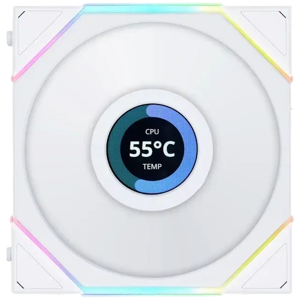Lian Li G99.12TLLCD1W.R0 Вентилятор UNI FAN TL LCD 120 White /12TLLCD1W/ 120х125х28мм (1.6” LCD дисплей, PWM, ARGB, 200-1900 об/мин, 27dBa)