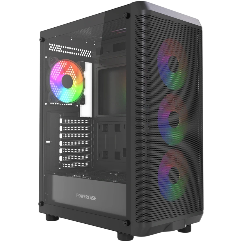 Powercase Mistral EA22, Tempered Glass, 4x 120mm FRGB Fan, чёрный, ATX  (CMAEA22-L4)
