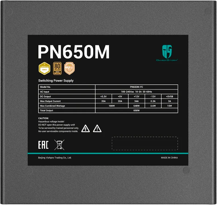 Блок питания Deepcool 650W GAMERSTORM PN650M (R-PN650M-FC0B-WGEU)