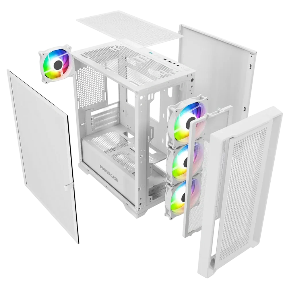 Компьютерный корпус Powercase Alisio Micro X4W V2 TG ARGB White (CAMCXW-A4)