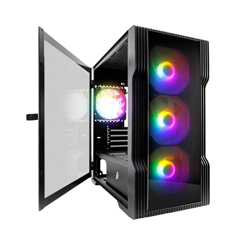 Компьютерный корпус 1STPLAYER TRILOBITE T3-G TG (T3-G-BK-4F1) Black купить по выгодной цене! 