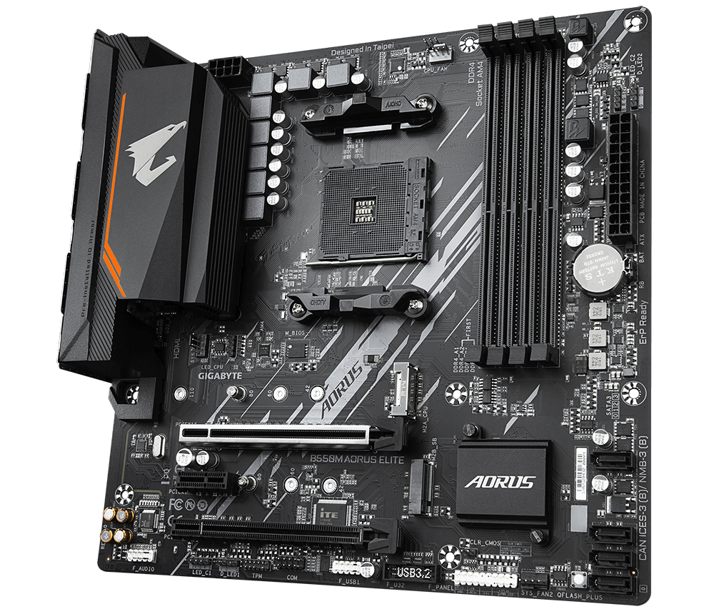 Материнская плата Gigabyte B550M AORUS ELITE (rev. 1.x) (AM4/AMD B550/4xDDR4/mATX)