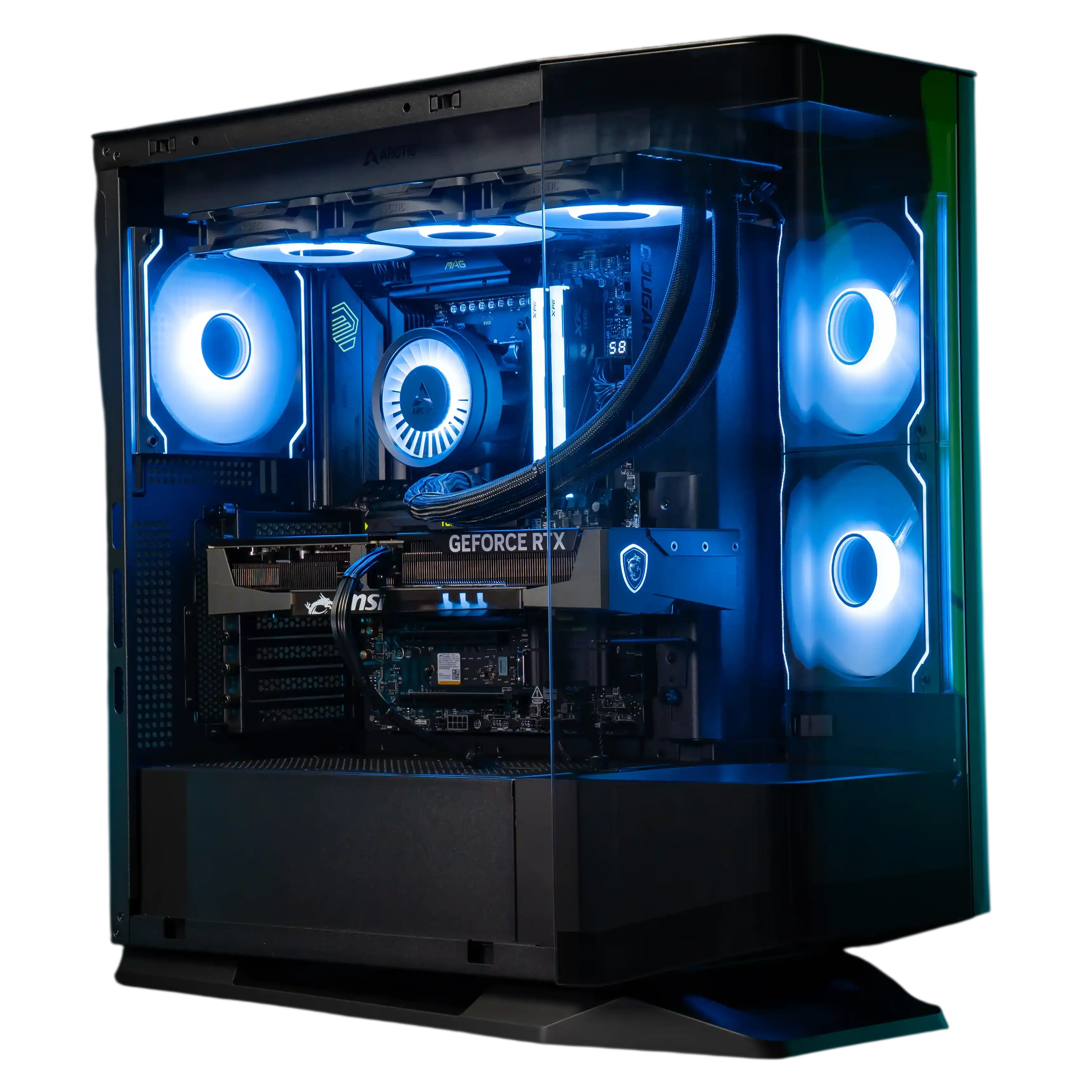 Игровой компьютер 989554 (Ryzen 5 9600X 3,9 ГГц/AMD B850/32 ГБ DDR5 6 ГГц/2048 ГБ SSD/RTX 5070 12 ГБ/Wi-Fi/750W/Cougar FV270 RGB Черный)