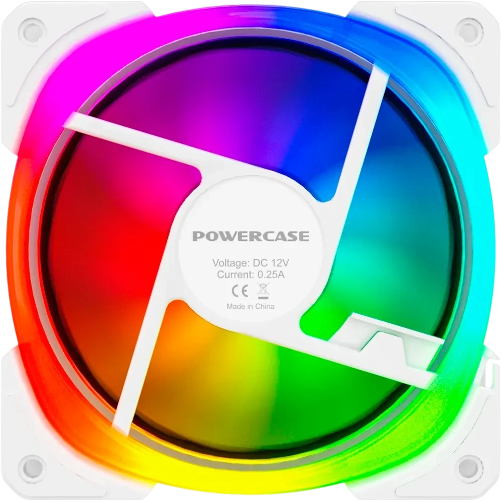 Вентилятор для корпуса Powercase (CM21-14W ARGB) White 140x140x25mm (PWM, 100шт./кор, 4pin +ARGB Sync, 800-1500±10% об/мин) Bulk