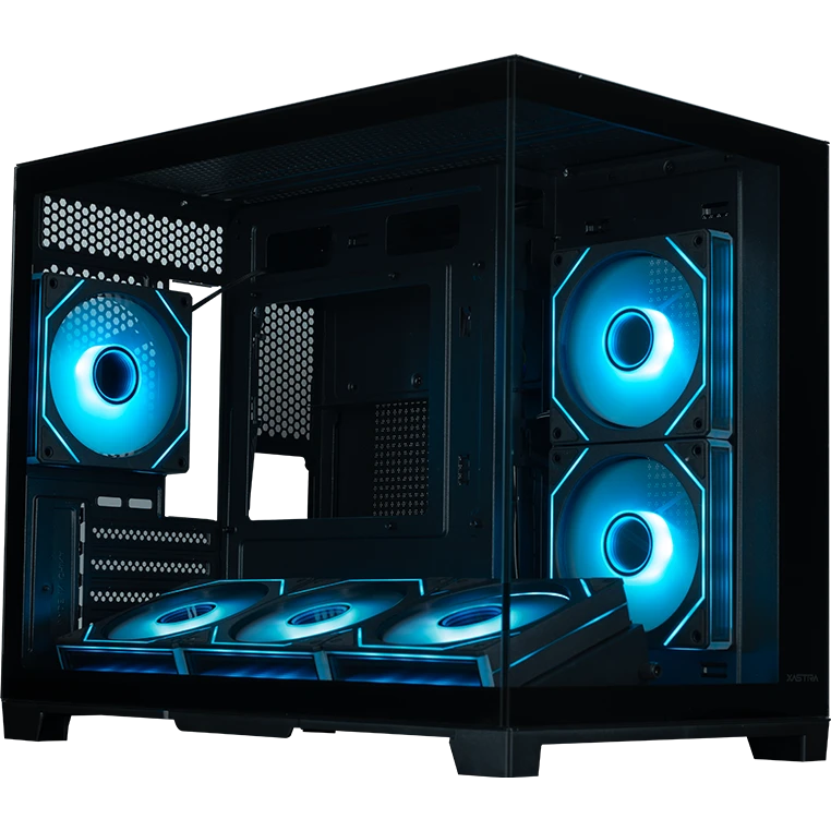 Корпус XASTRA QW500M 6ARGB-C10-UC Black mATX/Aquarium/Screewless/ 6x120mm ARGB PWM FM fans/Argb+PWM HUB 10port/Type-C/ QW500M-6FM12A-C10-UC