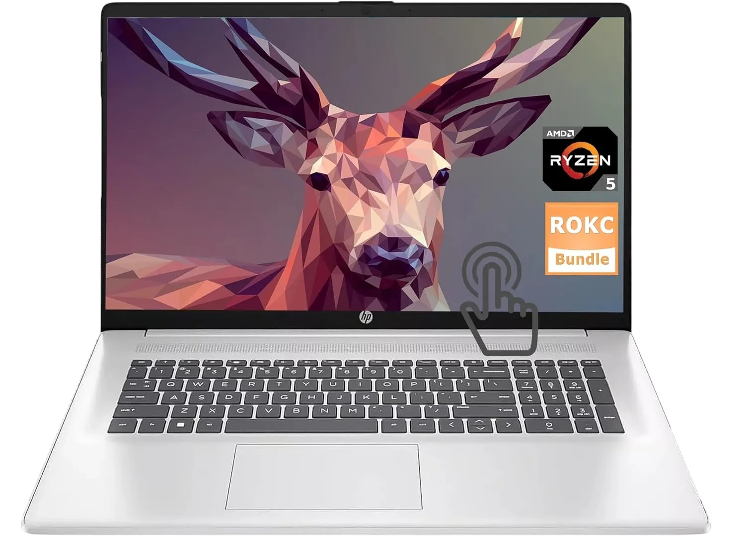 Ноутбук HP 17-cp3155cl (AMD Ryzen 5 7430U/17.3" Touchscreen 1600x900/16Gb/2Tb SSD/Wi-Fi/BT/Win 11 Pro) Silver - фото