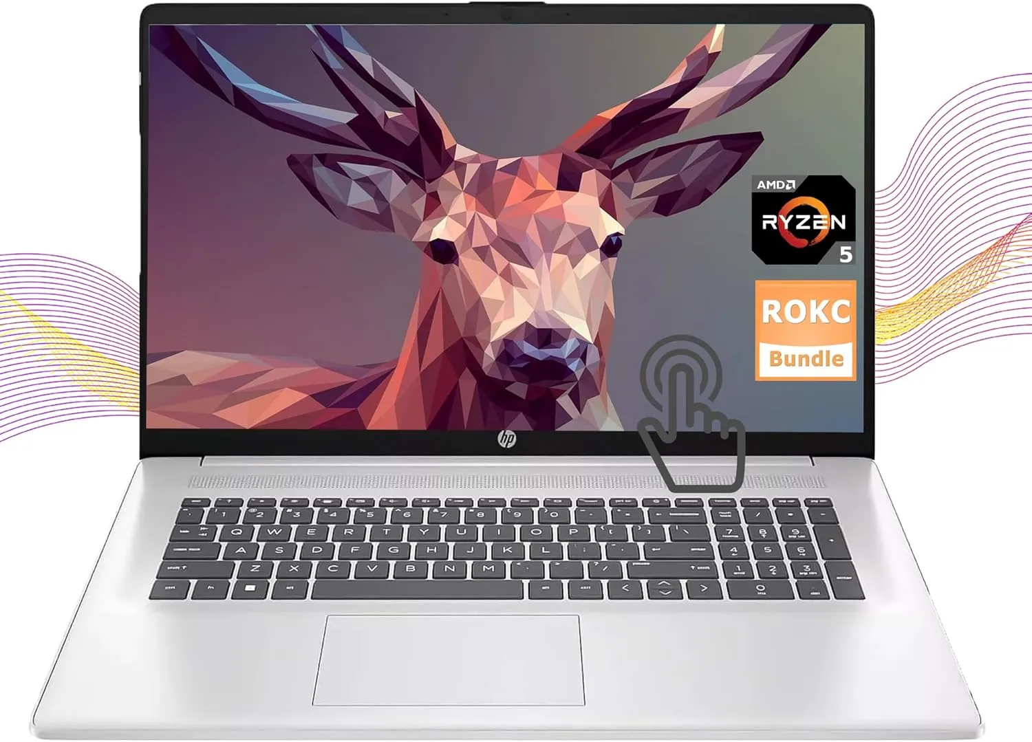 Ноутбук HP 17-cp3155cl (AMD Ryzen 5 7430U/17.3" Touchscreen 1600x900/32Gb/4Tb SSD/Wi-Fi/BT/Win 11 Pro) Silver - фото