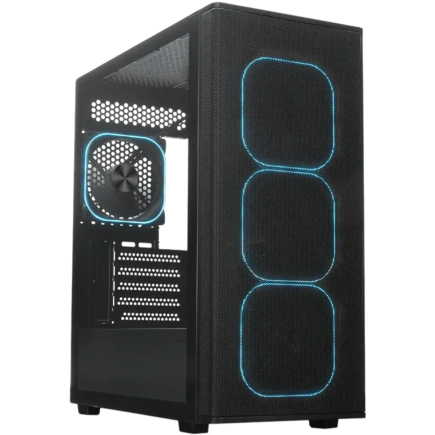XASTRA Корпус A300M 4ARGB-C6 Black mATX/Mesh/ Srewless full-size TG/ 4x120mm FG120 ARGB PWM fans/Argb+PWM HUB 6ports/ A300M-4FG12A-C6