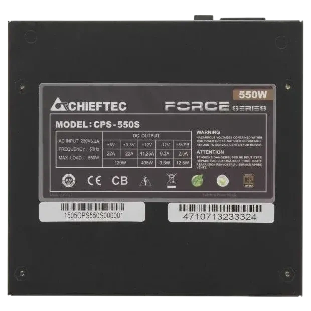 Блок питания 550W Chieftec CPS-550S / 80 PLUS Bronze (CPS-550S)