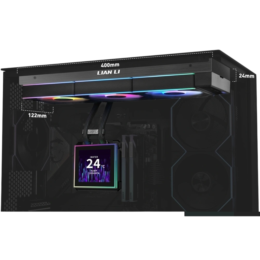 Система жидкостного охлаждения для процессора Lian Li HydroShift II LCD-S 360CL LCD ARGB Black (GHS2LCDS36CB) (G89.GHS2LCDS36CB.R0)