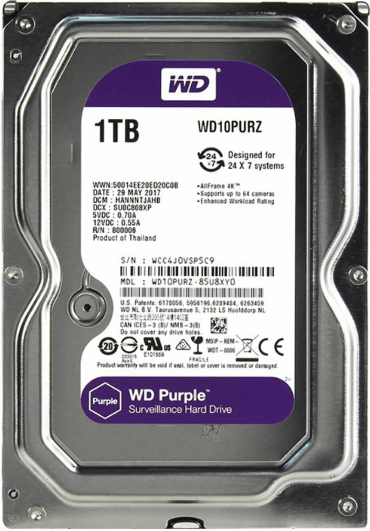 Жесткий диск 1 Тб Western Digital WD10PURZ купить по выгодной цене! 