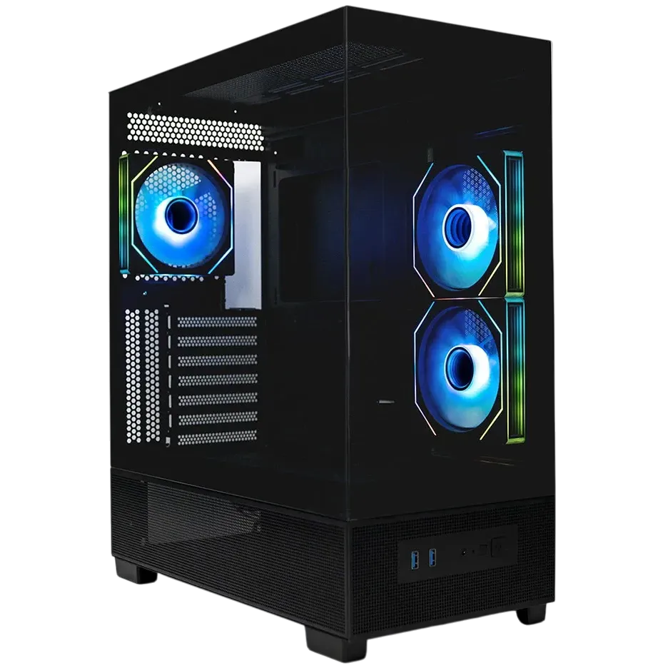 XASTRA Корпус Q500 3ARGB-C10 Black E-ATX/Aquarium/Screewless/ 3x120mm ARGB PWM FM fans/Argb+PWM HUB 10port/ Q500-3FM12A-C10