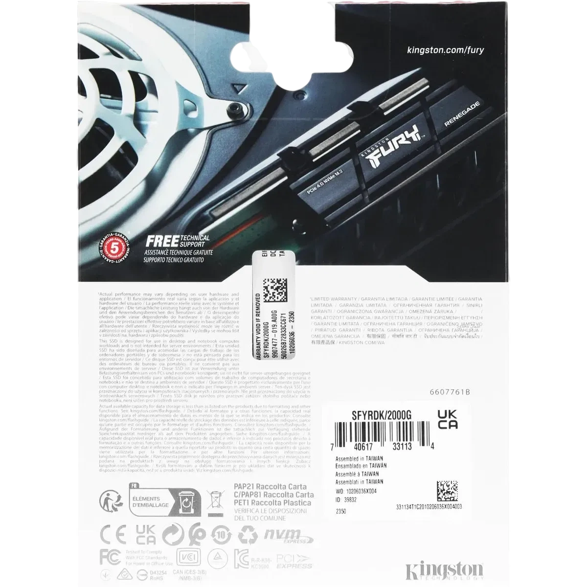 Твердотельный накопитель Kingston 2000 Gb FURY RENEGADE SFYRDK/2000G