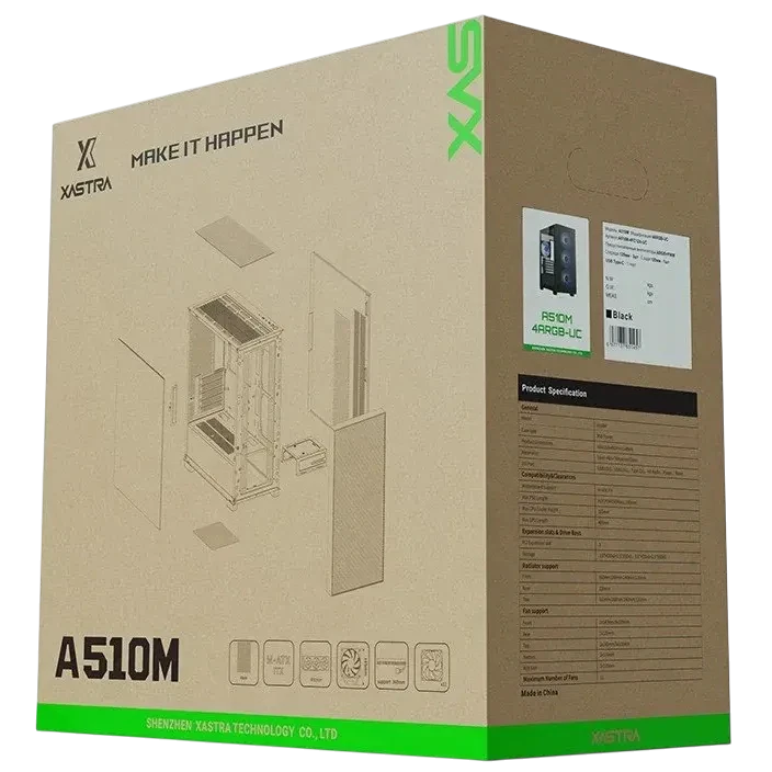 Компьютерный корпус XASTRA A510M Black (A510M-4FC12A-UC)