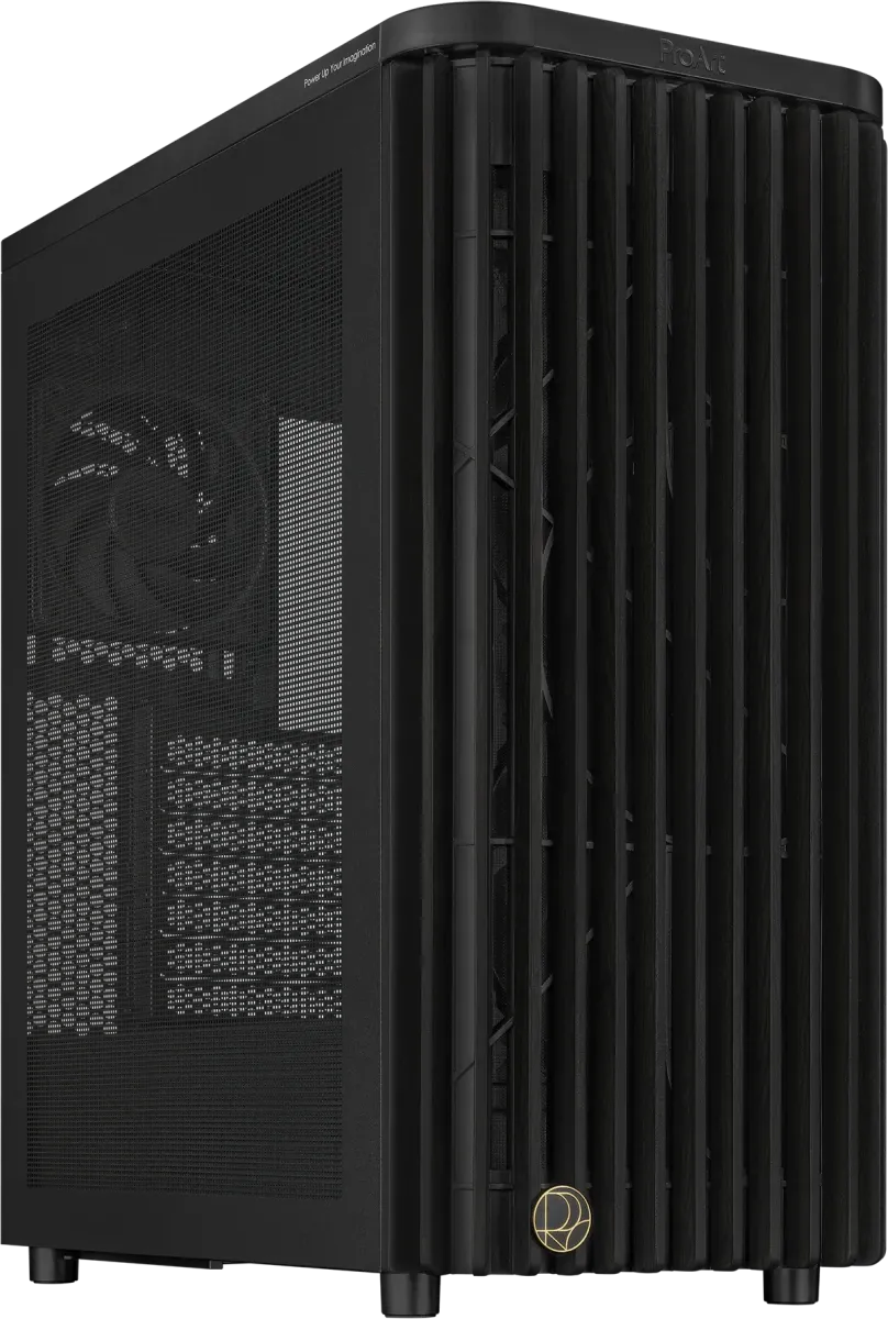 Корпус для ПК Asus - PROART PA401 WOOD MESH PWM BLACK, 2х2.5", 2х3.5/2.5", Midi Tower, без БП, цвет чёрный, 90DC00M0-B39040