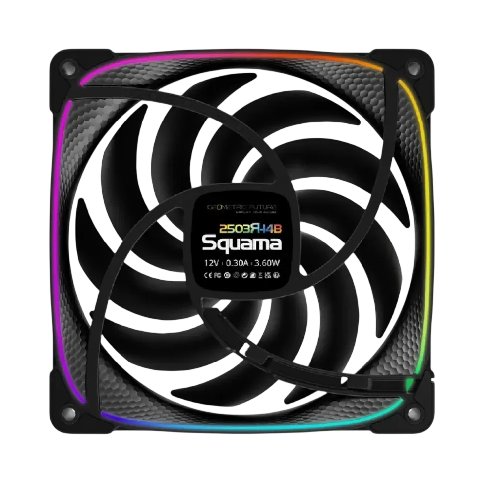 Geometric Future Вентилятор Squama 2503RB-14 Reverse Black / 140mm, PWM, 2100 RPM, 71.80 CFM, 34.0 dBA, 5V ARGB / 1F2503R114000