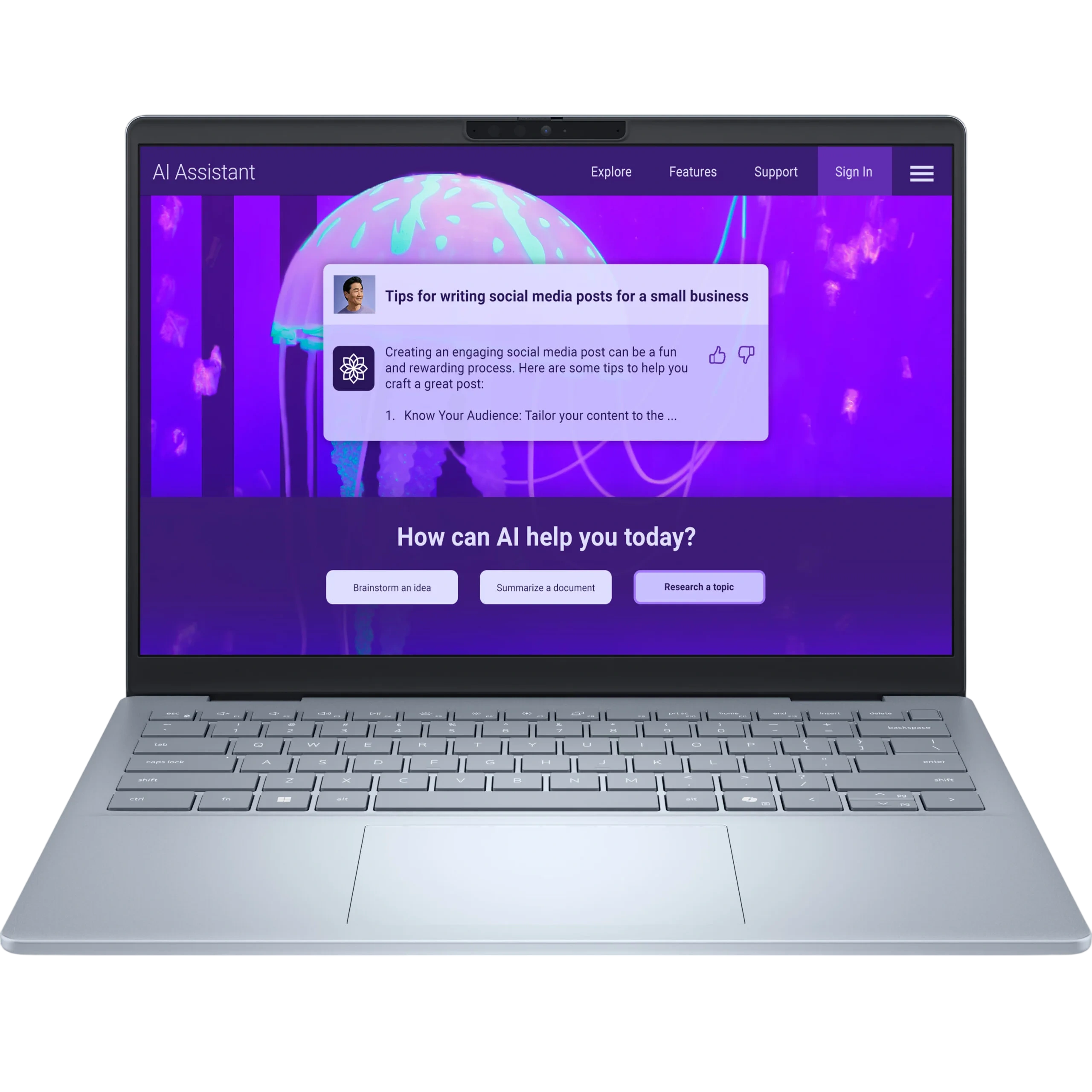 Ноутбук Dell 14 Plus DB14250 (Ultra 7 256V/14" 2560x1600 120Hz/16Gb/1Tb SSD/Intel Arc 140V GPU/Wi-Fi 7/BT/Win 11 Home) Ice Blue - фото