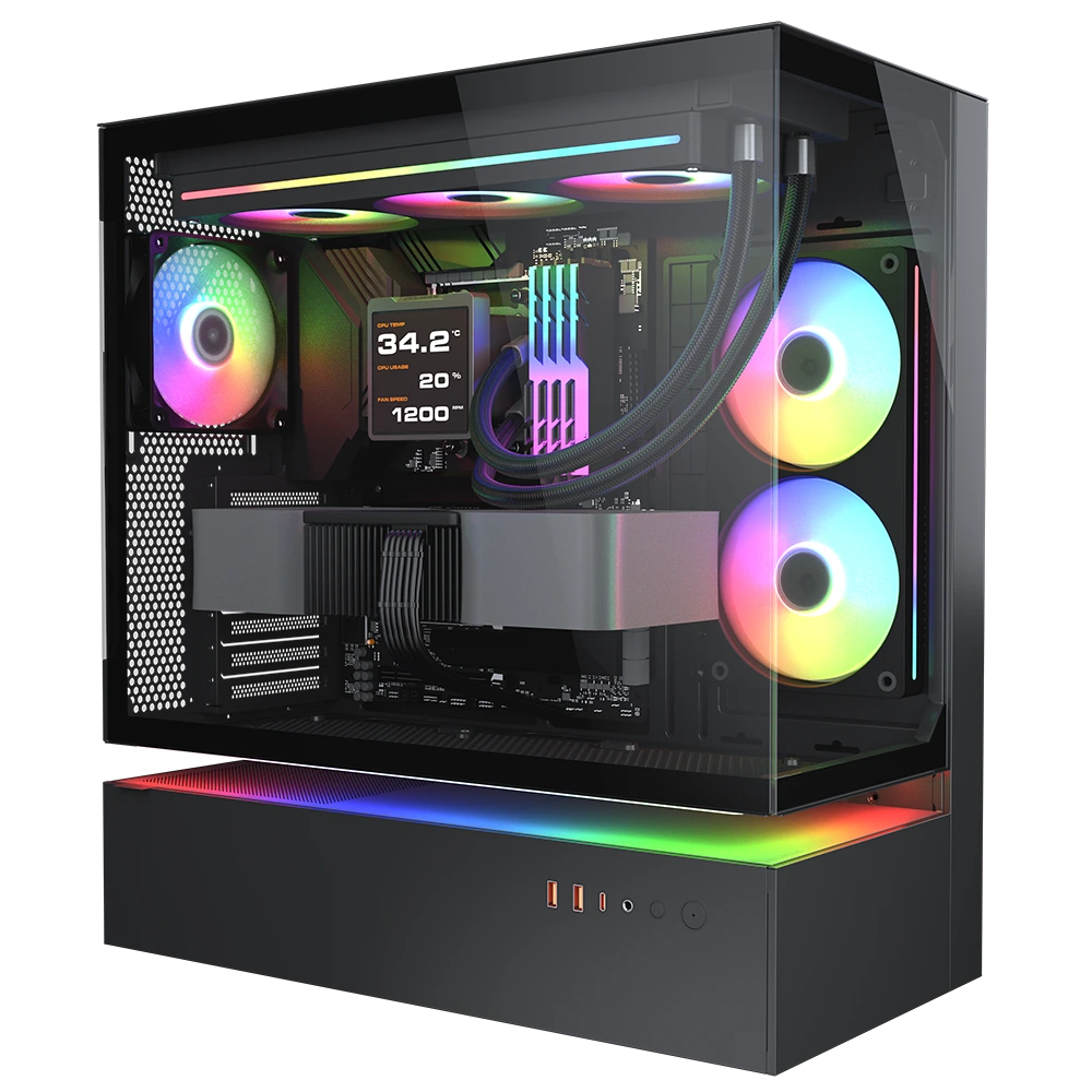 Игровой компьютер 991664 (Ryzen 5 7600X3D 4.1 ГГц/AMD B650/32 ГБ DDR5 6.0 ГГц/1024 ГБ SSD/RTX 5060 8 ГБ/Wi-Fi/650W/Cougar CFV235 (CGR-2DA4B) черный)