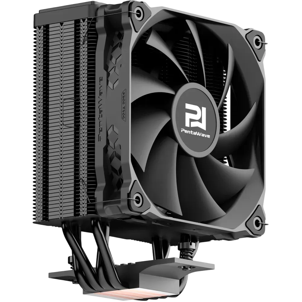 Кулер PentaWave PC-Z04E BK  LGA115X/1200/1700/AM4/AM5 (20 шт/кор, TDP 220W, 1*120mm PWM Fan, 4 тепловые трубки 6мм, 600-1850RPM, 12-32,6dBa)