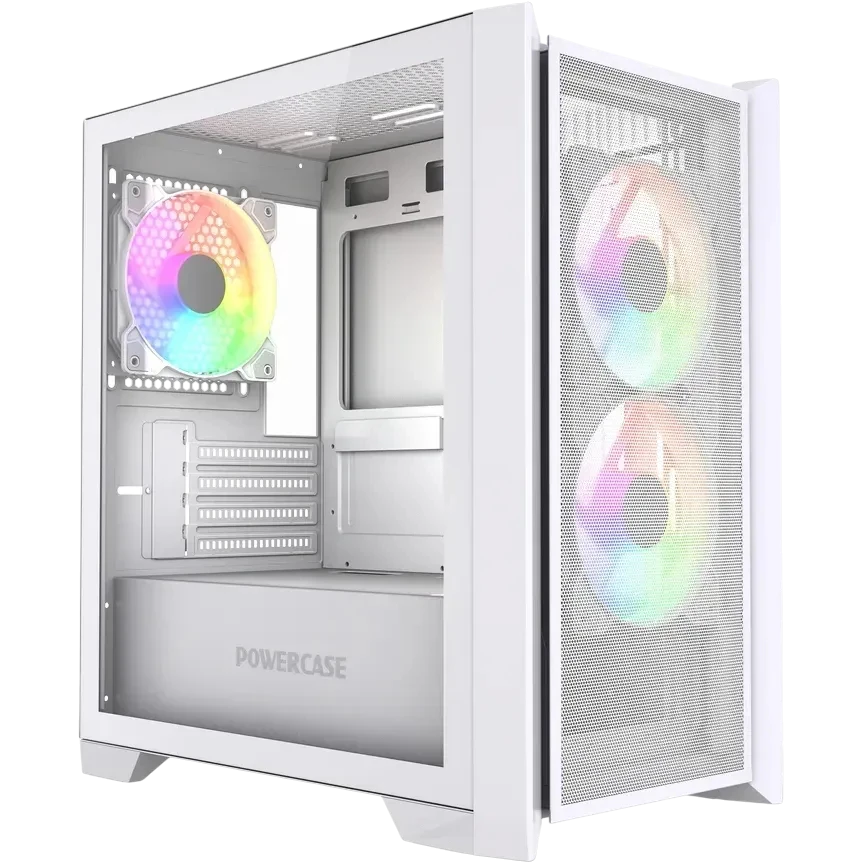 Powercase Alisio Micro Z3W ARGB V2, Tempered Glass, 3x 120mm ARGB fan, белый, mATX  (CAMZW-A3-V2)