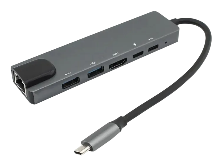Фото - USB-разветвитель для ноутбука USB 3.0*2/HDMI/RJ-45/Type-C/PD/SD/TF/Micro SD