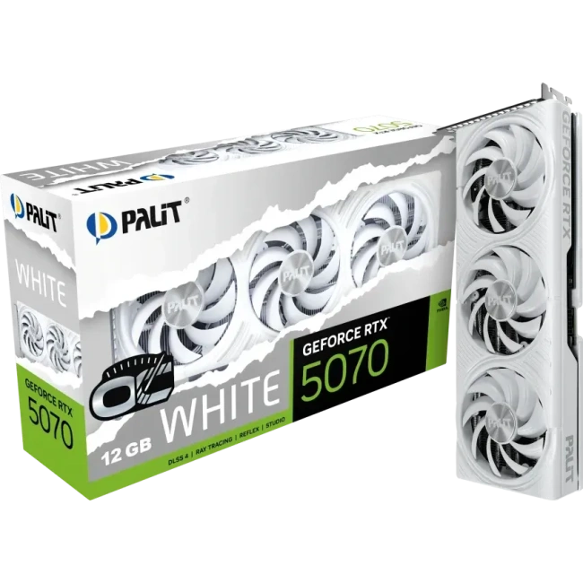Видеокарта Palit GeForce RTX 5070 OC 12Gb (NE75070U19K9-GB2050W), White, Retail купить! 