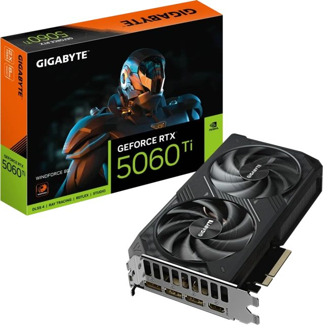 Видеокарта Gigabyte GeForce RTX 5060 Ti WINDFORCE 8Gb (GV-N506TWF2-8GD), Retail купить! 