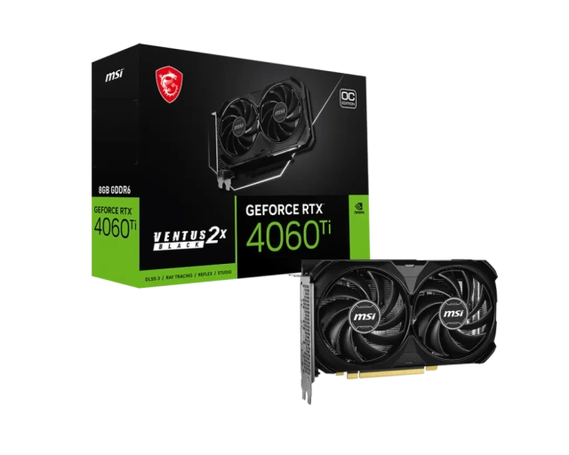 Видеокарта MSI GeForce RTX 4060 Ti OC 8Gb (RTX 4060 Ti 8G VENTUS 2X BLACK E1 OC) купить! 