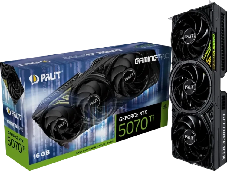 Видеокарта Palit GeForce RTX 5070 Ti GamingPro 16Gb (NE7507T019T2-GB2031A), Retail купить! 