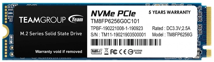 Твердотельный накопитель SSD 256 ГБ M.2 NVMe Team Group (TM8FP6256G0C101) купить! 