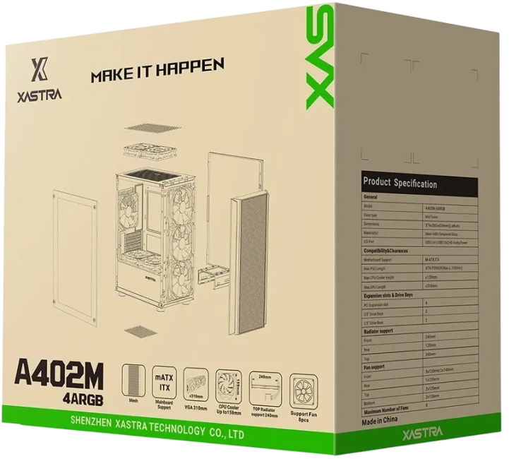 Компьютерный корпус XASTRA A402M 4ARGB Black (A402M-4FC12A-BK) купить! 