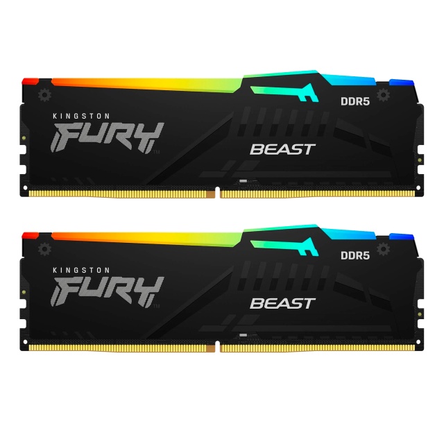 Оперативная память DDR5 32 ГБ 6000 МГц Kingston FURY Beast Black RGB (KF560C40BBAK2-32) Модулей 2 шт. купить! 