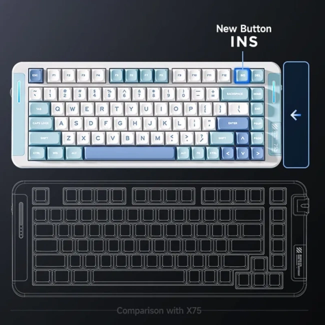 Фото - Механическая клавиатура MCHOSE X75 Icy Creamsicle Switch RGB Navy Blue радиоканал, русская раскладка