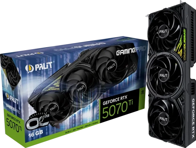 Видеокарта Palit GeForce RTX 5070 Ti GamingPro OC 16Gb (NE7507TS19T2-GB2031A), Retail купить! 