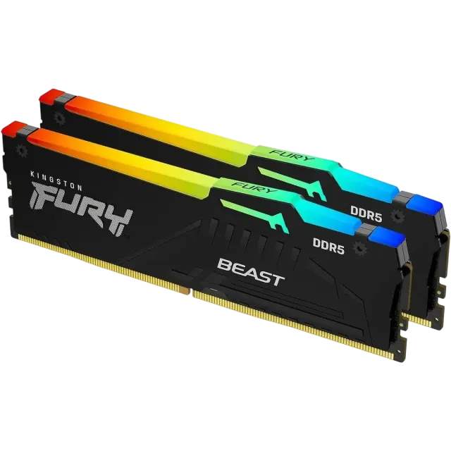 Оперативная память DDR5 32 Gb 6400 MHz Kingston FURY Beast RGB Black (KF564C32BBAK2-32) купить! 