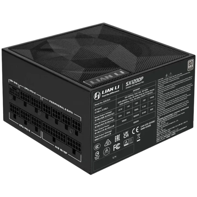 Блок питания Lian Li 1200W SX1200P Black (G9P.SX1200P.B000.RU) 16 Pin (PCIe 5.1 Connector Cable Details) купить! 