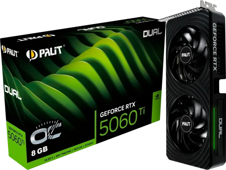 Видеокарта Palit GeForce RTX 5060 Ti Dual OC (NE7506TT19P1-GB2062D) купить! 