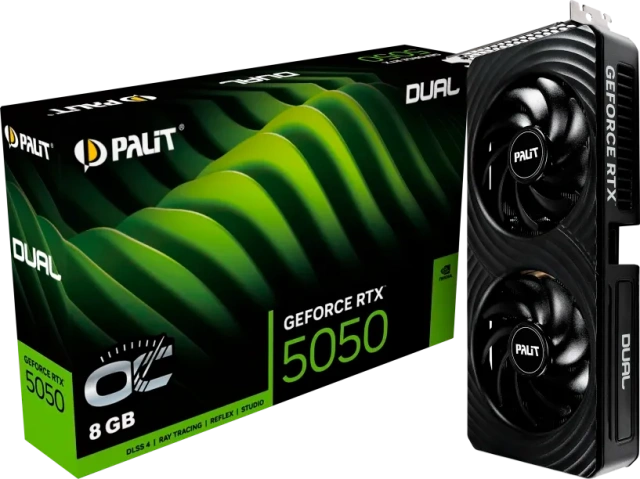 Видеокарта Palit GeForce RTX 5050  Dual OC 8Gb (NE65050S19P1-GB2070D) купить! 