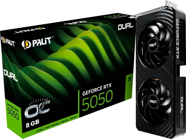 Видеокарта Palit GeForce RTX 5050  Dual OC 8Gb (NE65050S19P1-GB2070D) купить! 