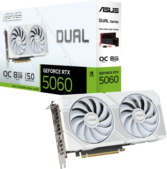 Видеокарта ASUS GeForce RTX 5060 Dual White OC 8Gb (DUAL-RTX5060-O8G-WHITE) купить! 